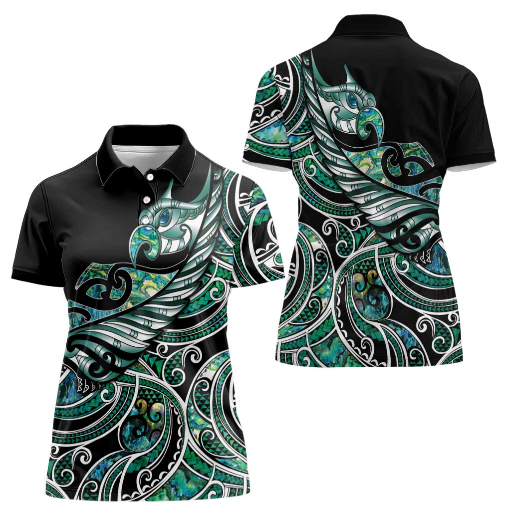 Maori Matariki - Manaia Women Polo Shirt Emerald Paua Shell LT7 - Polynesian Pride