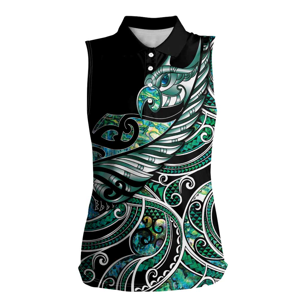 Maori Matariki - Manaia Women Sleeveless Polo Shirt Emerald Paua Shell
