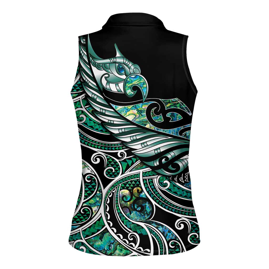 Maori Matariki - Manaia Women Sleeveless Polo Shirt Emerald Paua Shell