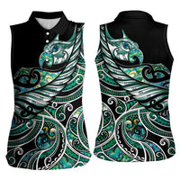 Maori Matariki - Manaia Women Sleeveless Polo Shirt Emerald Paua Shell