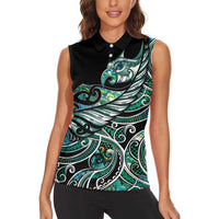 Maori Matariki - Manaia Women Sleeveless Polo Shirt Emerald Paua Shell