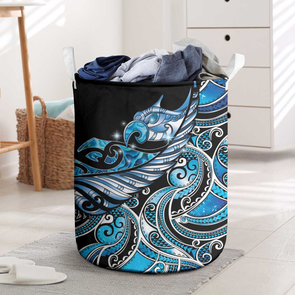 Maori Matariki - Manaia Laundry Basket Galaxy Blue Paua Shell LT7 Blue - Polynesian Pride