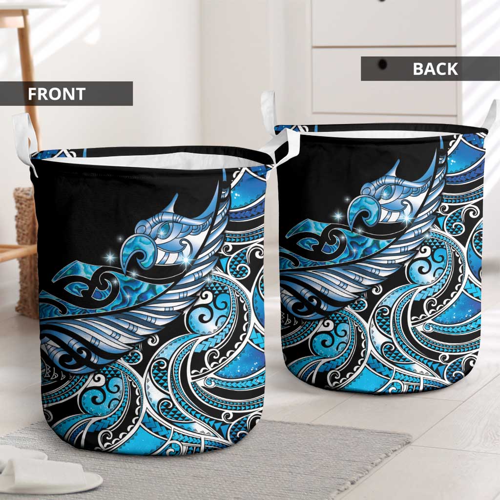 Maori Matariki - Manaia Laundry Basket Galaxy Blue Paua Shell LT7 - Polynesian Pride