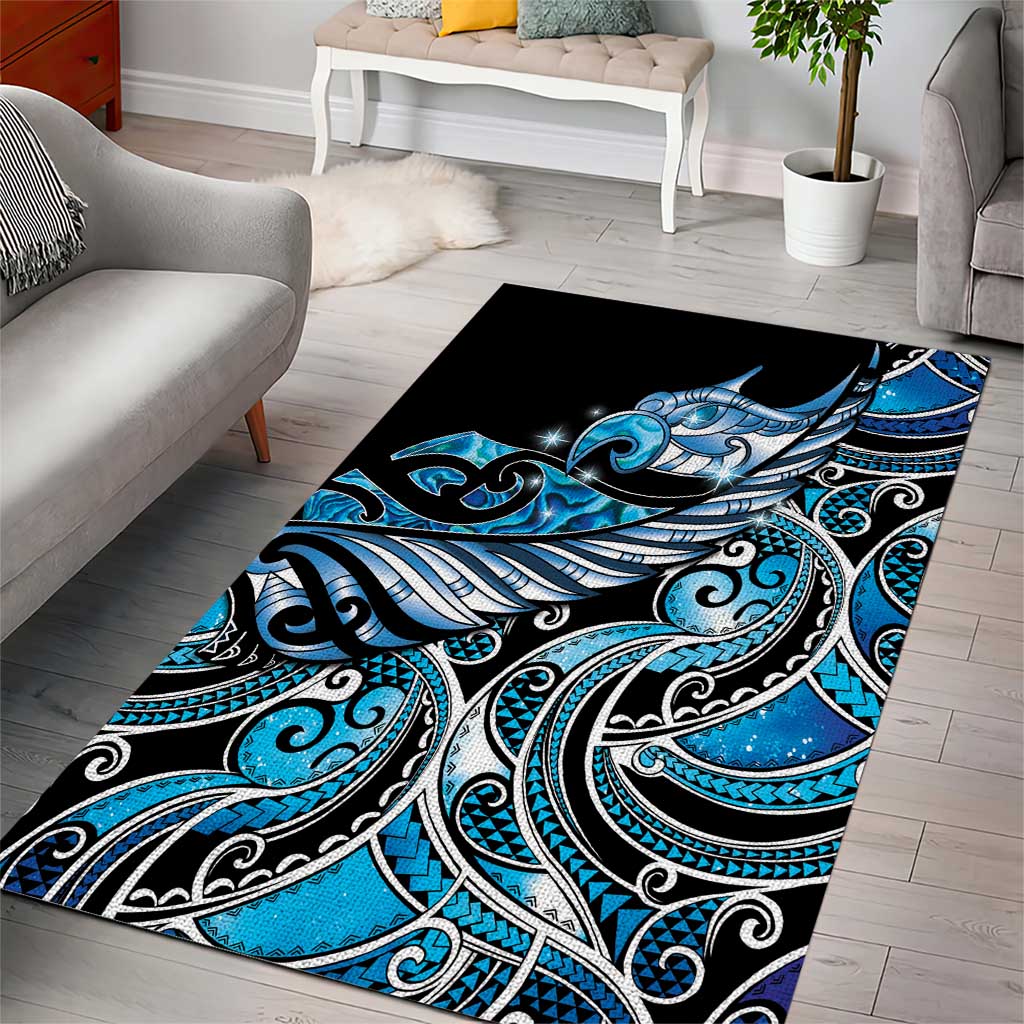 Maori Matariki - Manaia Area Rug Galaxy Blue Paua Shell LT7 - Polynesian Pride