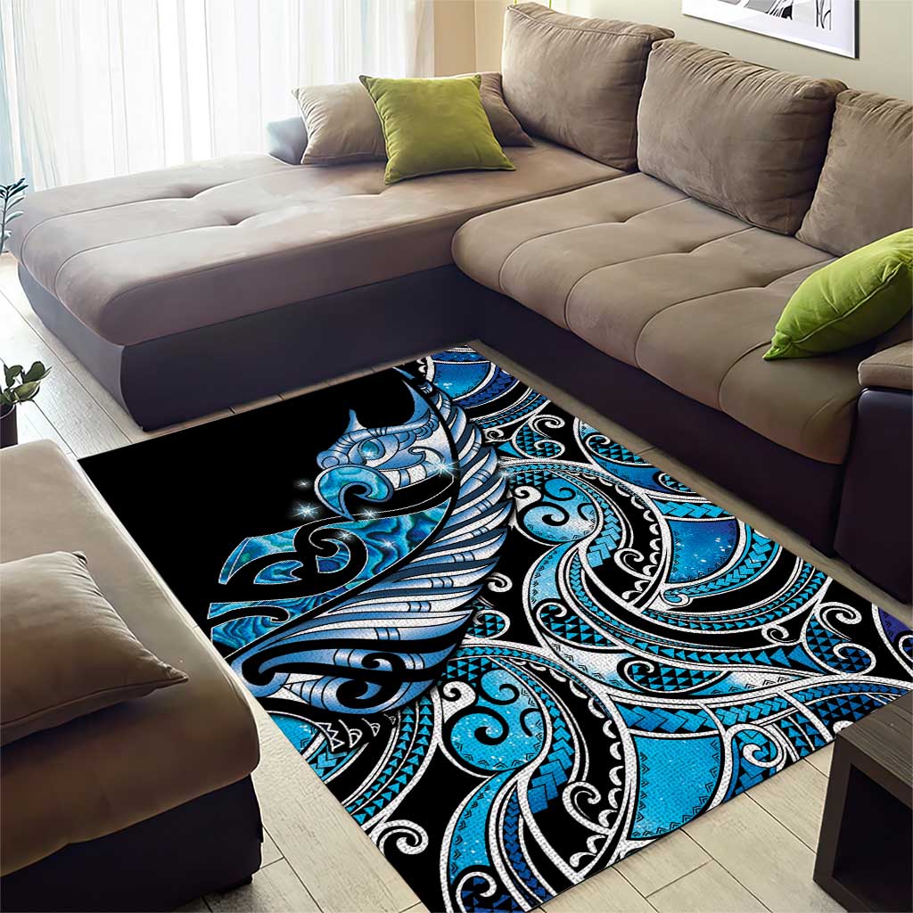 Maori Matariki - Manaia Area Rug Galaxy Blue Paua Shell LT7 - Polynesian Pride