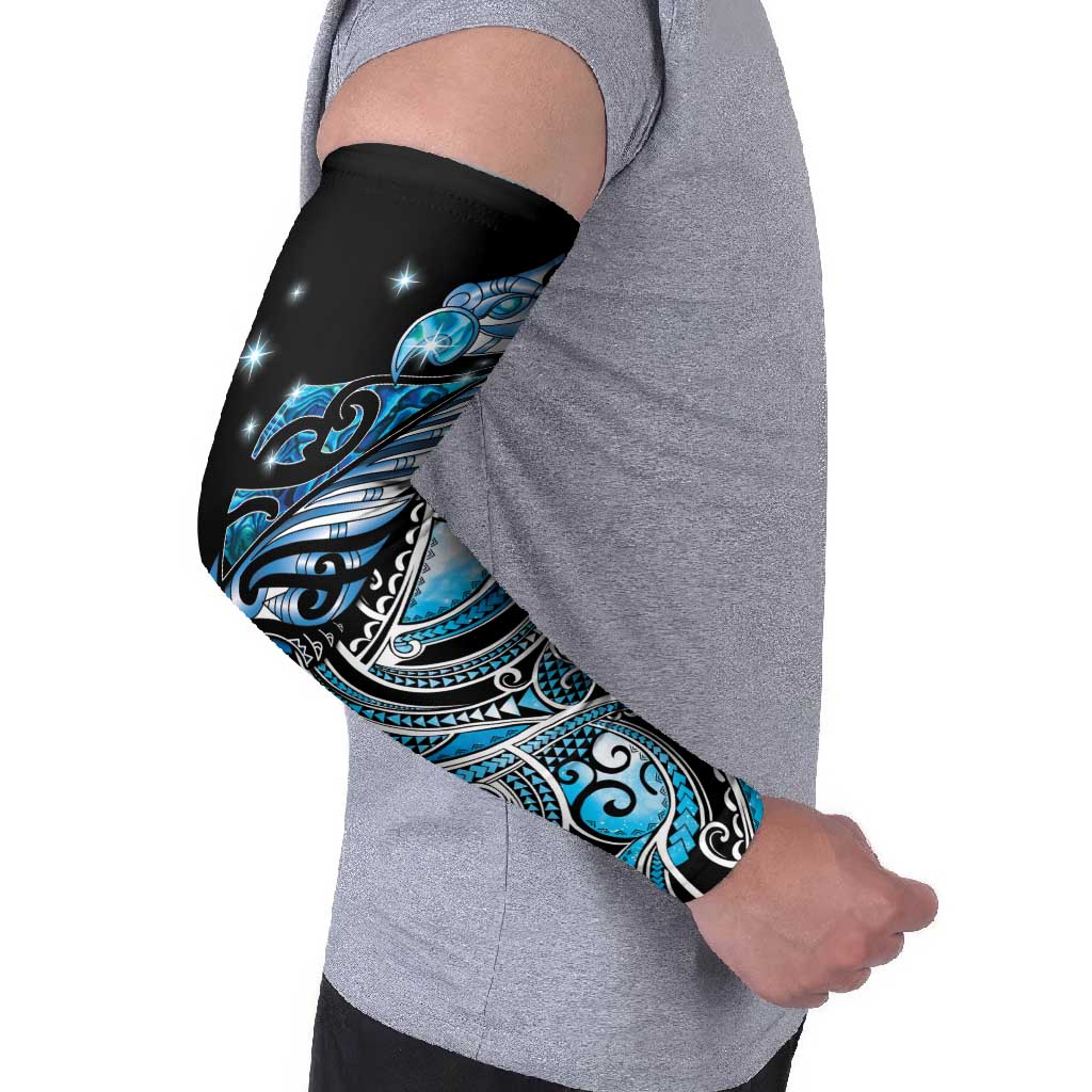 Maori Matariki - Manaia Arm Sleeves Galaxy Blue Paua Shell LT7 - Polynesian Pride