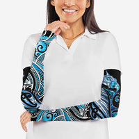 Maori Matariki - Manaia Arm Sleeves Galaxy Blue Paua Shell LT7 - Polynesian Pride
