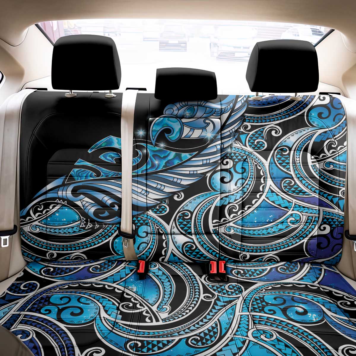 Maori Matariki - Manaia Back Car Seat Cover Galaxy Blue Paua Shell LT7 - Polynesian Pride