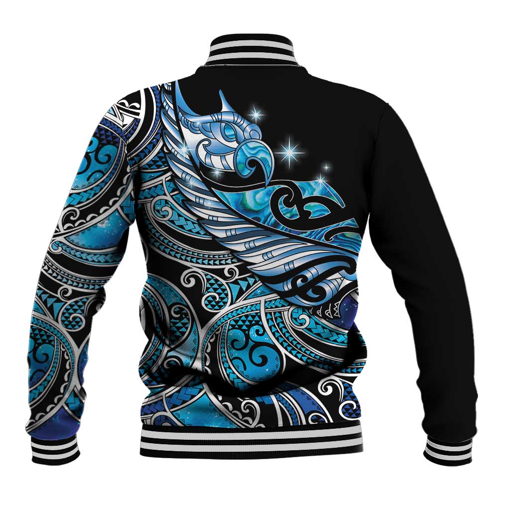 Maori Matariki - Manaia Baseball Jacket Galaxy Blue Paua Shell LT7 - Polynesian Pride