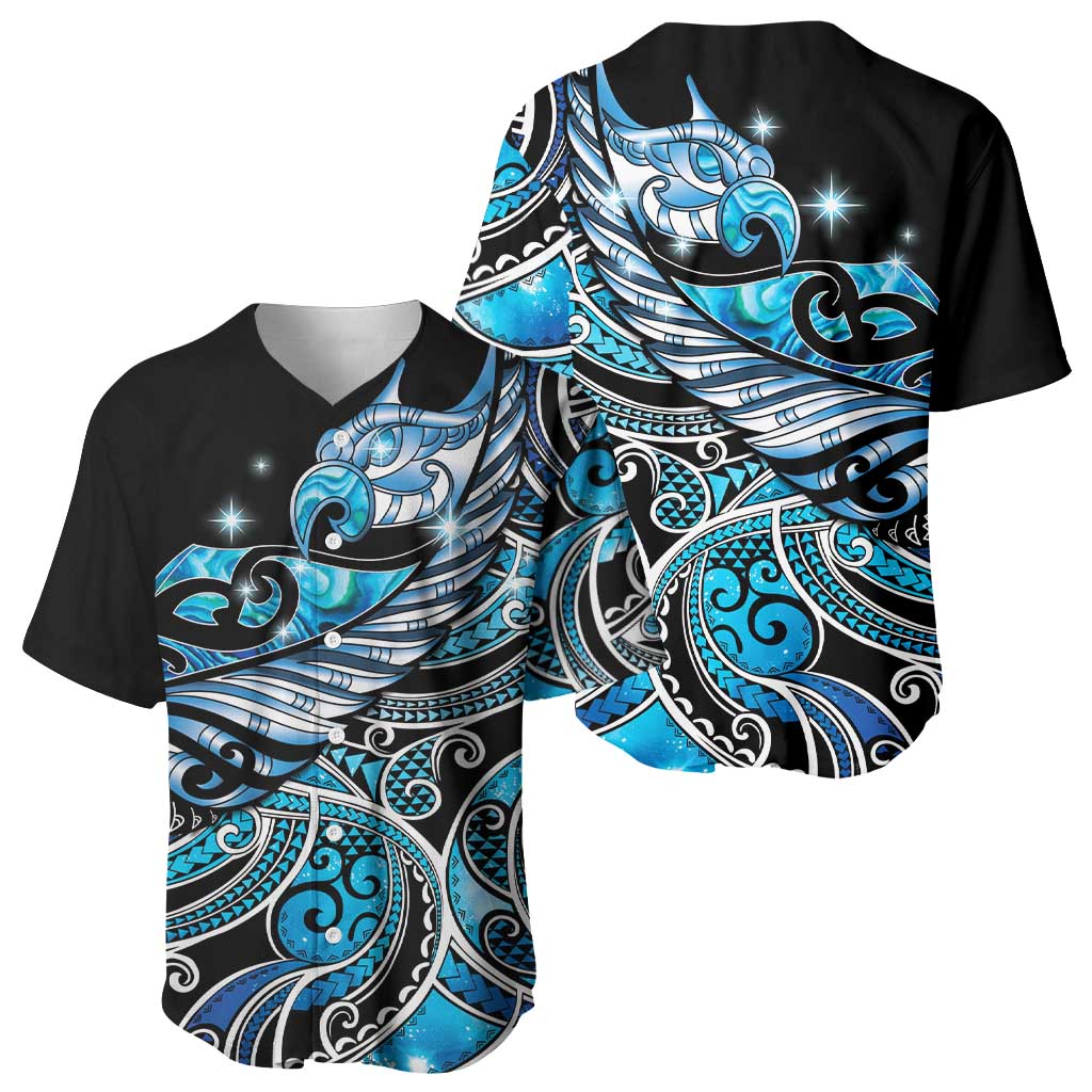 Maori Matariki - Manaia Baseball Jersey Galaxy Blue Paua Shell LT7 - Polynesian Pride
