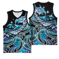 Maori Matariki - Manaia Basketball Jersey Galaxy Blue Paua Shell LT7 - Polynesian Pride