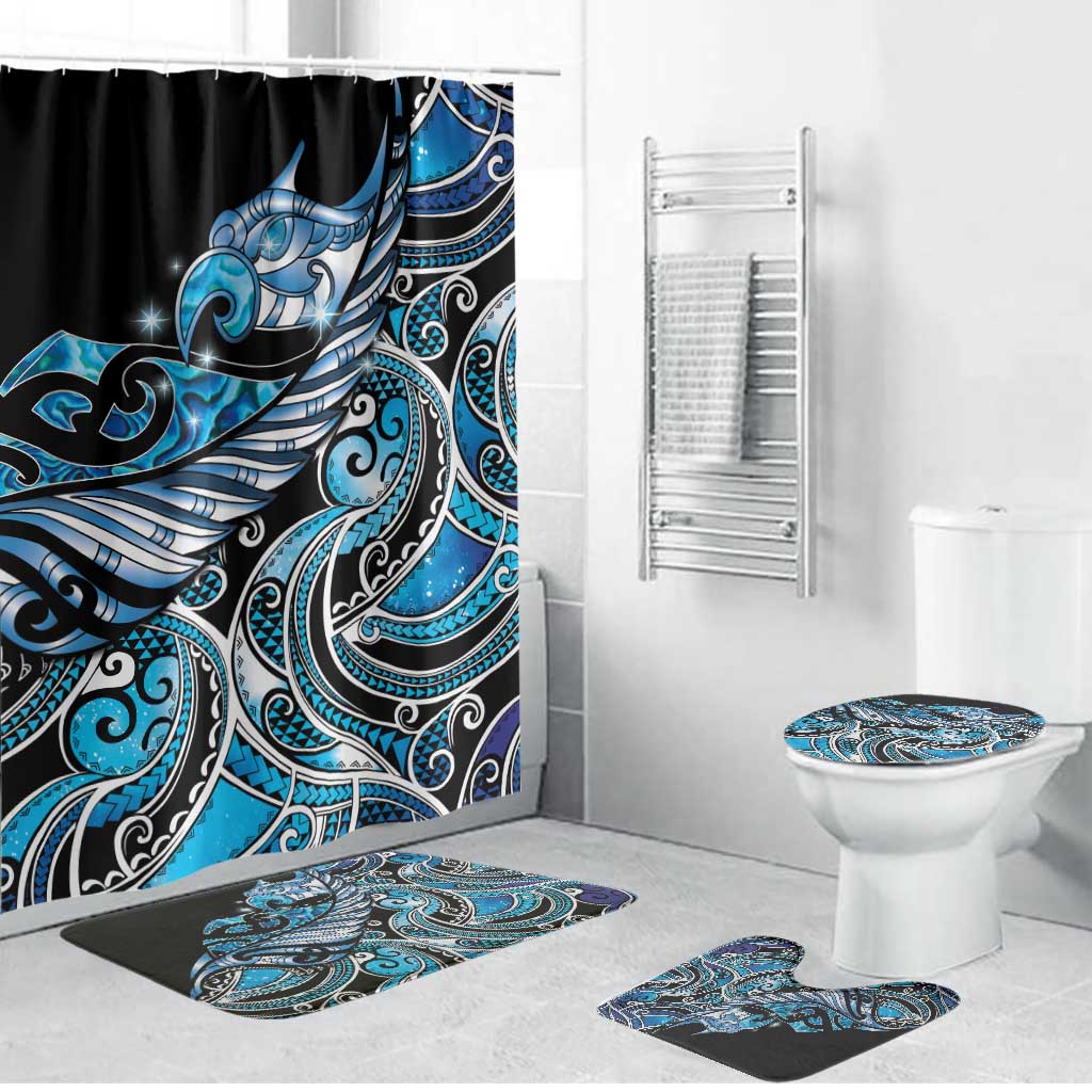 Maori Matariki - Manaia Bathroom Set Galaxy Blue Paua Shell LT7 Bathroom Set (4 pcs) Blue - Polynesian Pride