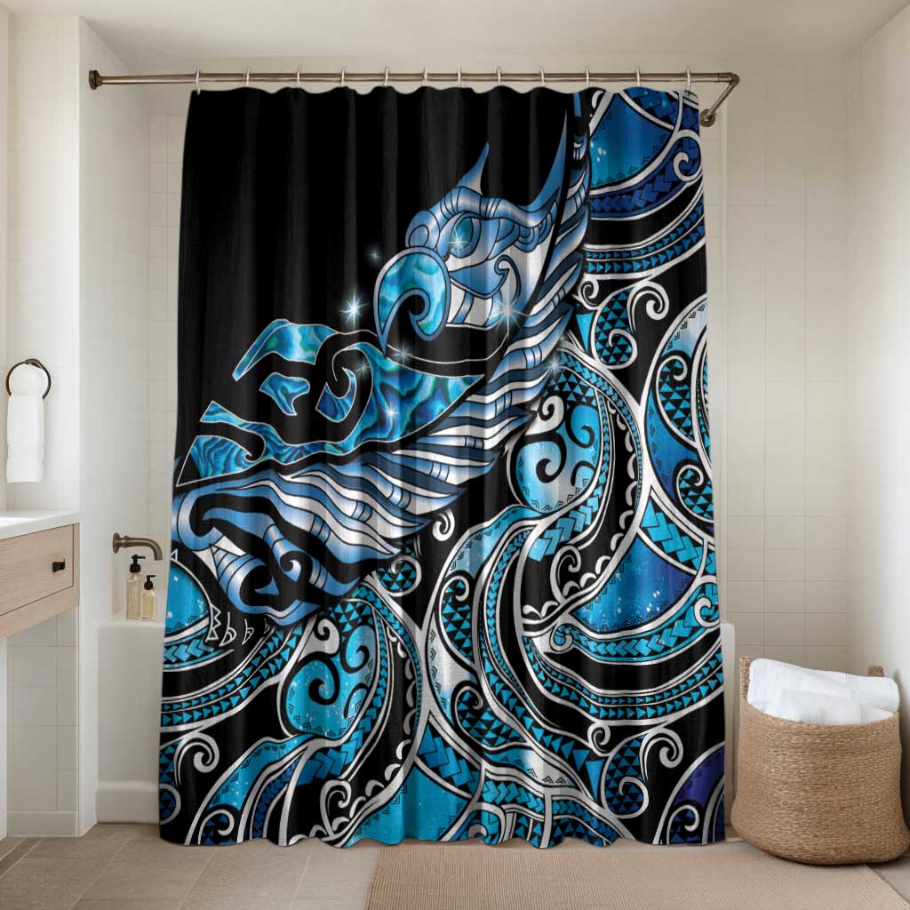 Maori Matariki - Manaia Bathroom Set Galaxy Blue Paua Shell LT7 Shower Curtain Only Blue - Polynesian Pride