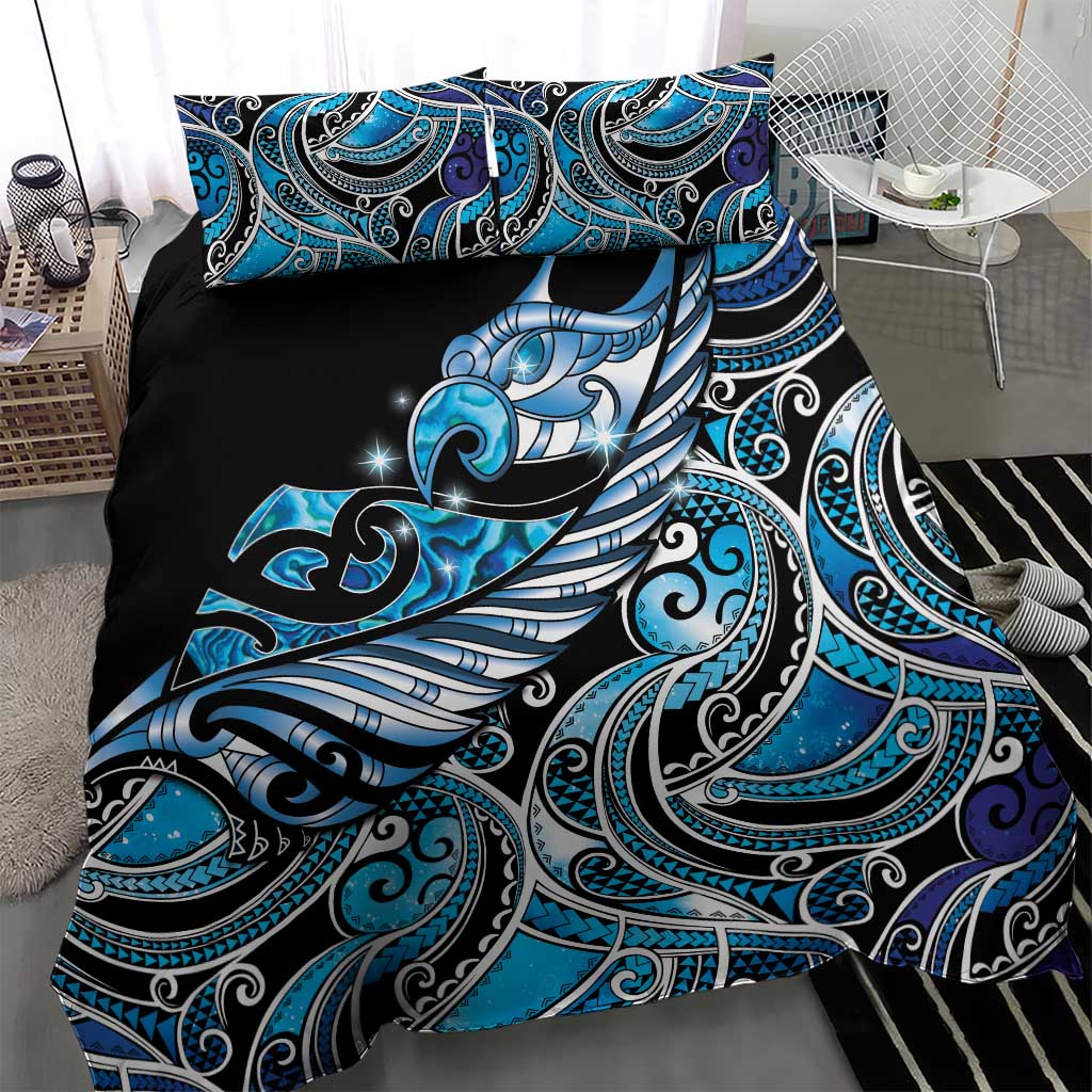 Maori Matariki - Manaia Bedding Set Galaxy Blue Paua Shell LT7 - Polynesian Pride