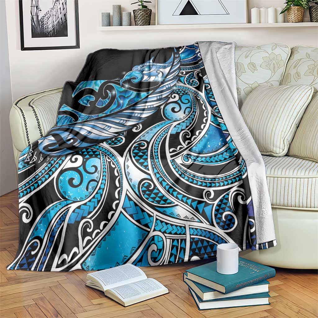 Maori Matariki - Manaia Blanket Galaxy Blue Paua Shell LT7 Blue - Polynesian Pride