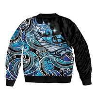 Maori Matariki - Manaia Bomber Jacket Galaxy Blue Paua Shell LT7 - Polynesian Pride