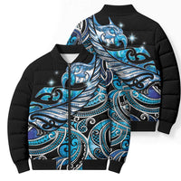 Maori Matariki - Manaia Bomber Puffer Jacket Galaxy Blue Paua Shell LT7 - Polynesian Pride