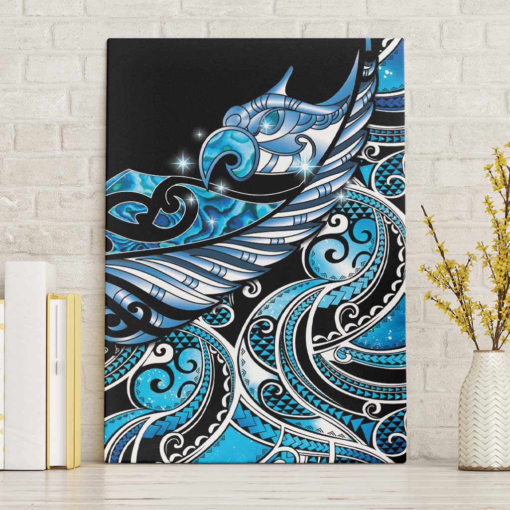 Maori Matariki - Manaia Canvas Wall Art Galaxy Blue Paua Shell LT7 Without Frame Blue - Polynesian Pride
