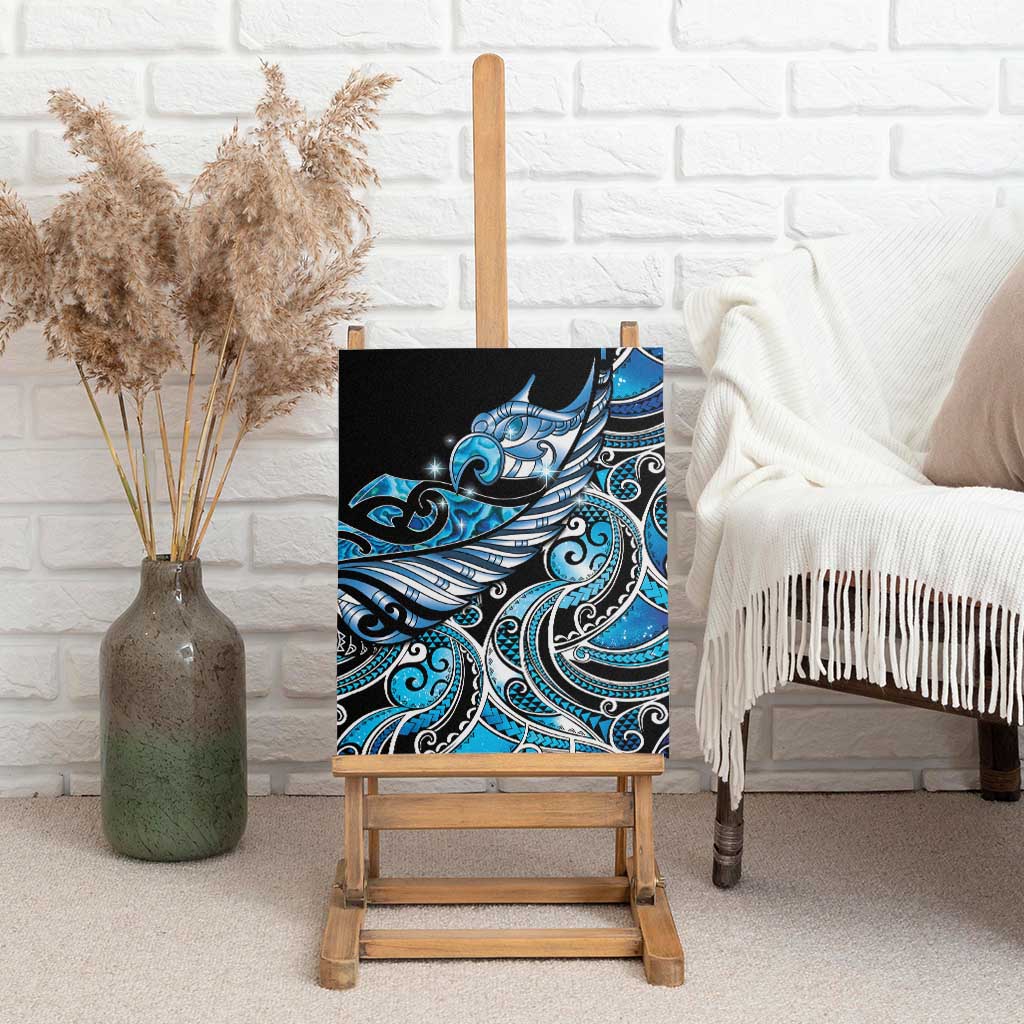 Maori Matariki - Manaia Canvas Wall Art Galaxy Blue Paua Shell LT7 - Polynesian Pride
