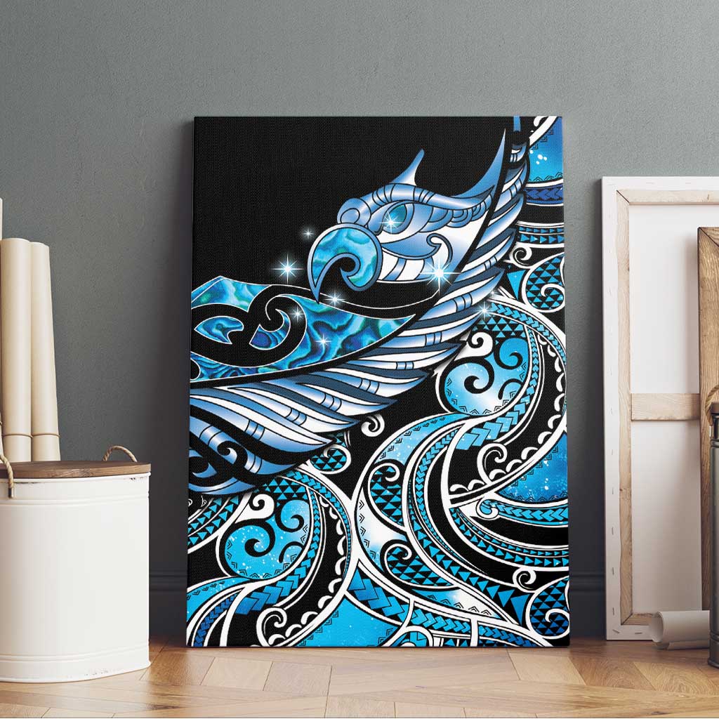 Maori Matariki - Manaia Canvas Wall Art Galaxy Blue Paua Shell LT7 - Polynesian Pride