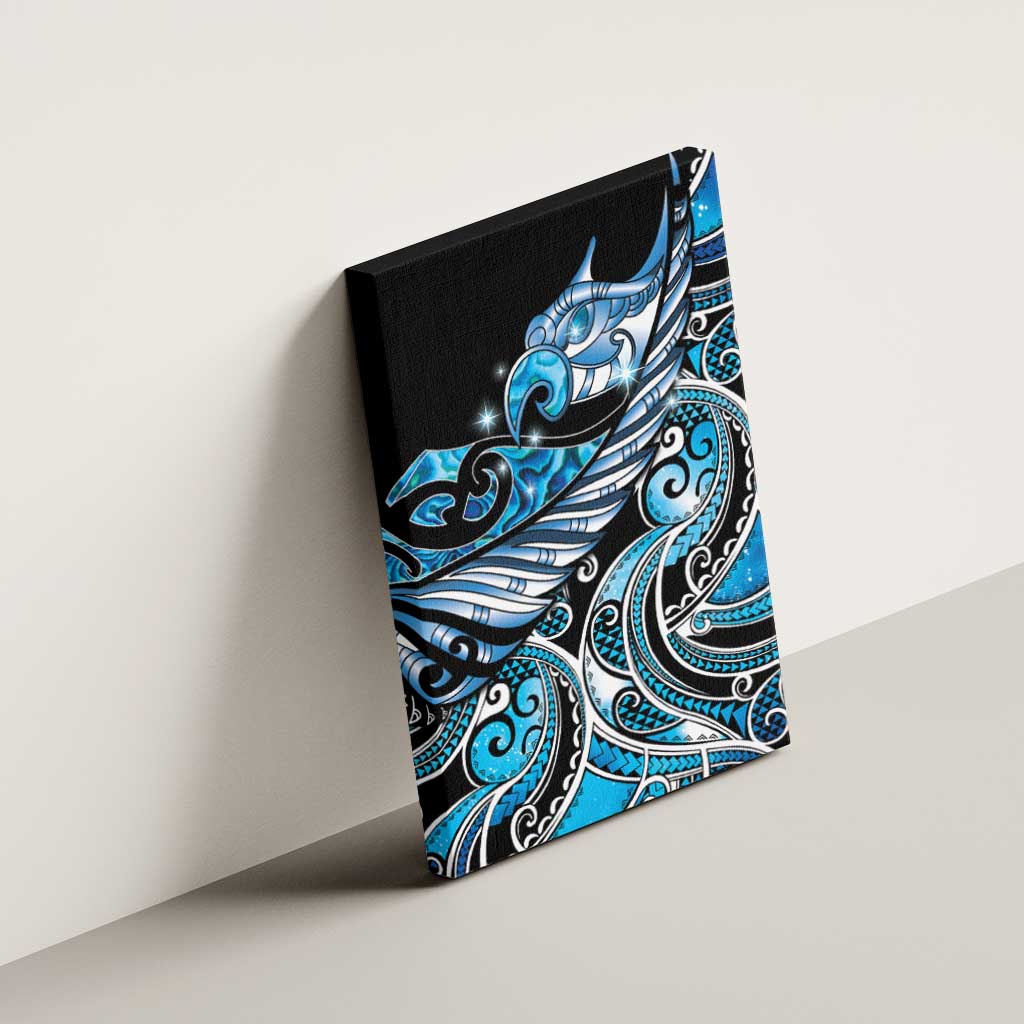 Maori Matariki - Manaia Canvas Wall Art Galaxy Blue Paua Shell LT7 - Polynesian Pride