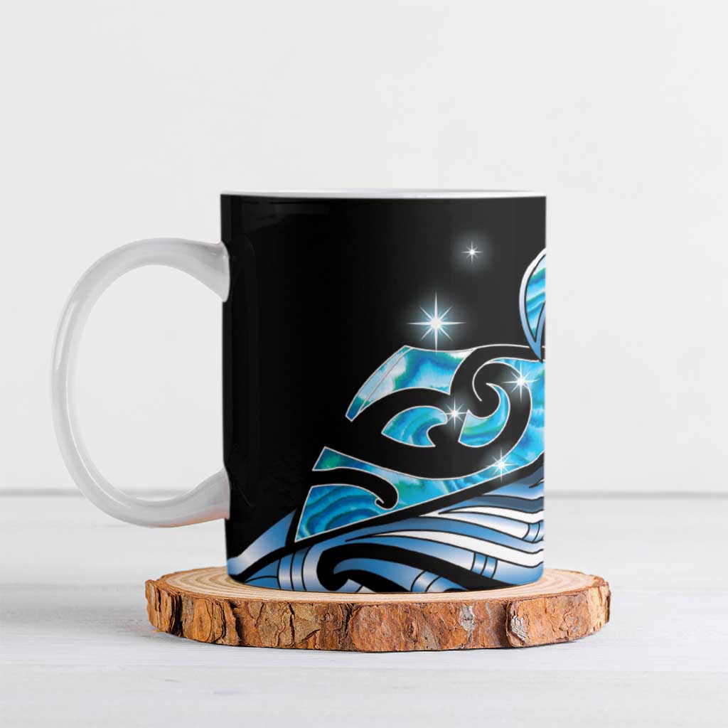 Maori Matariki - Manaia Ceramic Mug Galaxy Blue Paua Shell LT7 Blue - Polynesian Pride