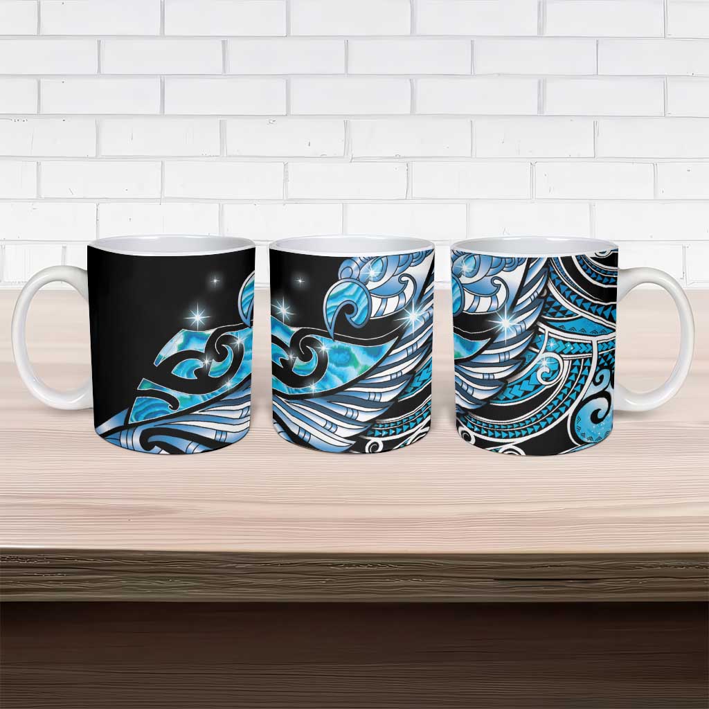 Maori Matariki - Manaia Ceramic Mug Galaxy Blue Paua Shell LT7 - Polynesian Pride