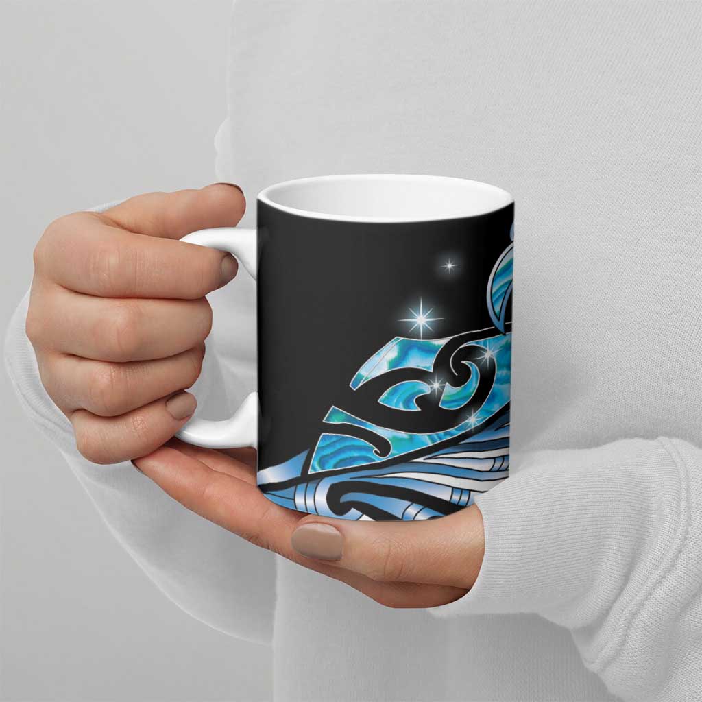 Maori Matariki - Manaia Ceramic Mug Galaxy Blue Paua Shell LT7 - Polynesian Pride