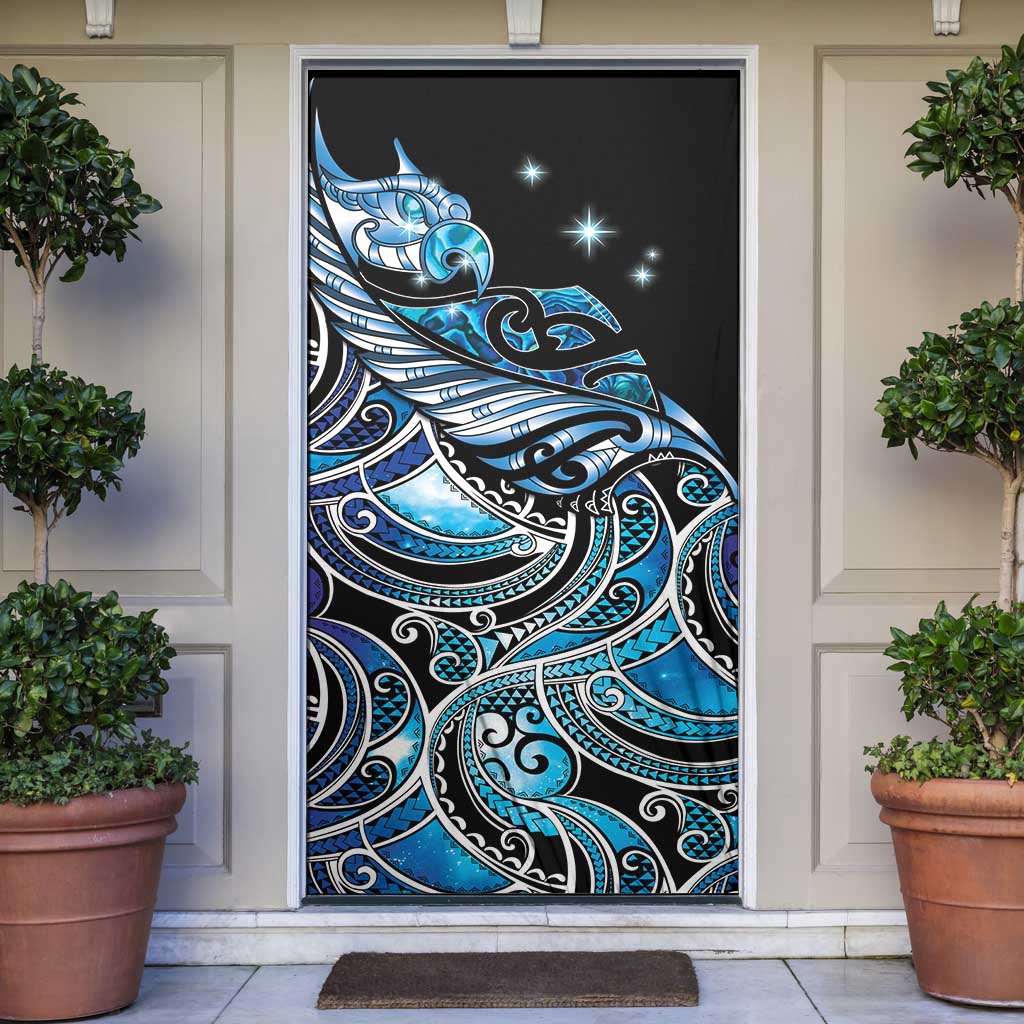 Maori Matariki - Manaia Door Cover Galaxy Blue Paua Shell LT7 Blue - Polynesian Pride