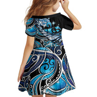 Maori Matariki - Manaia Family Matching Off The Shoulder Long Sleeve Dress and Hawaiian Shirt Galaxy Blue Paua Shell