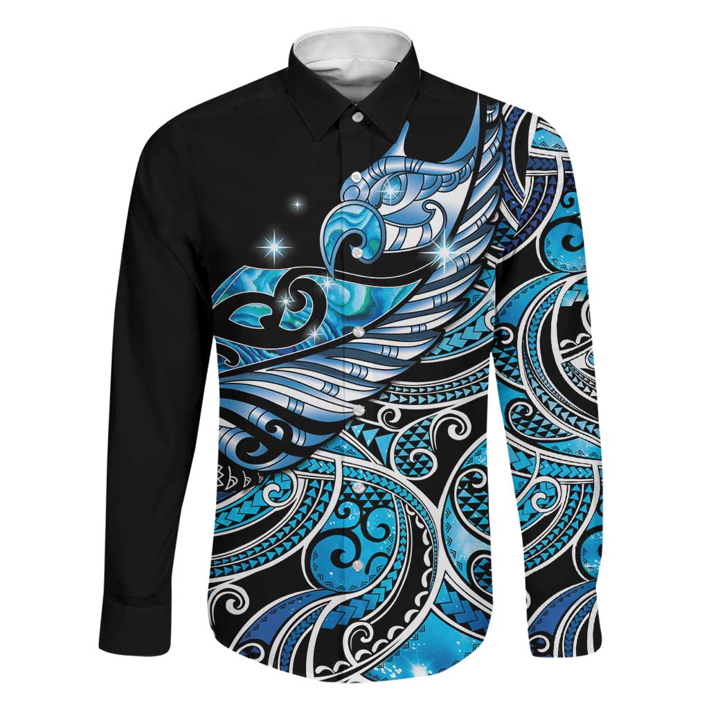 Maori Matariki - Manaia Family Matching Summer Maxi Dress and Hawaiian Shirt Galaxy Blue Paua Shell