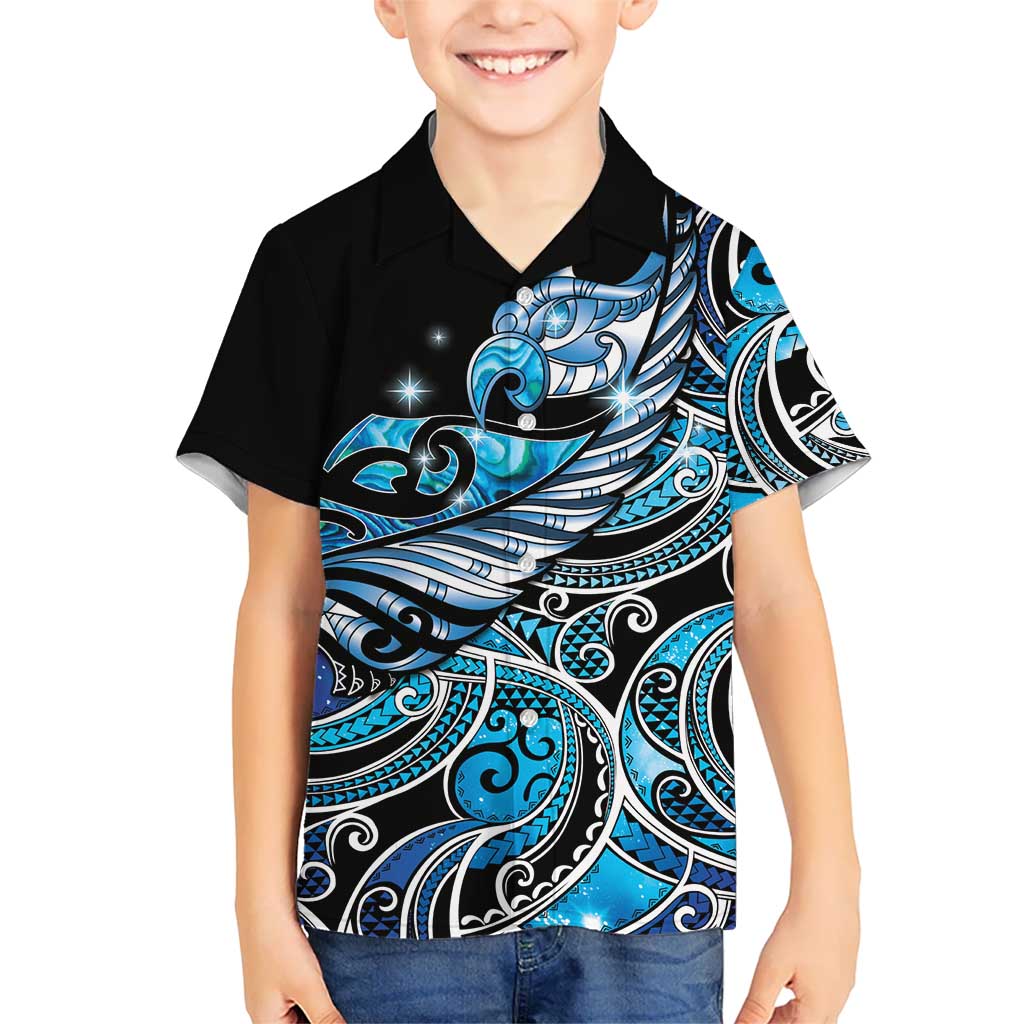 Maori Matariki - Manaia Family Matching Summer Maxi Dress and Hawaiian Shirt Galaxy Blue Paua Shell