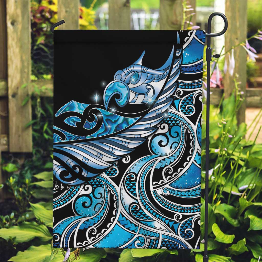 Maori Matariki - Manaia Garden Flag Galaxy Blue Paua Shell LT7 Garden Flag Blue - Polynesian Pride