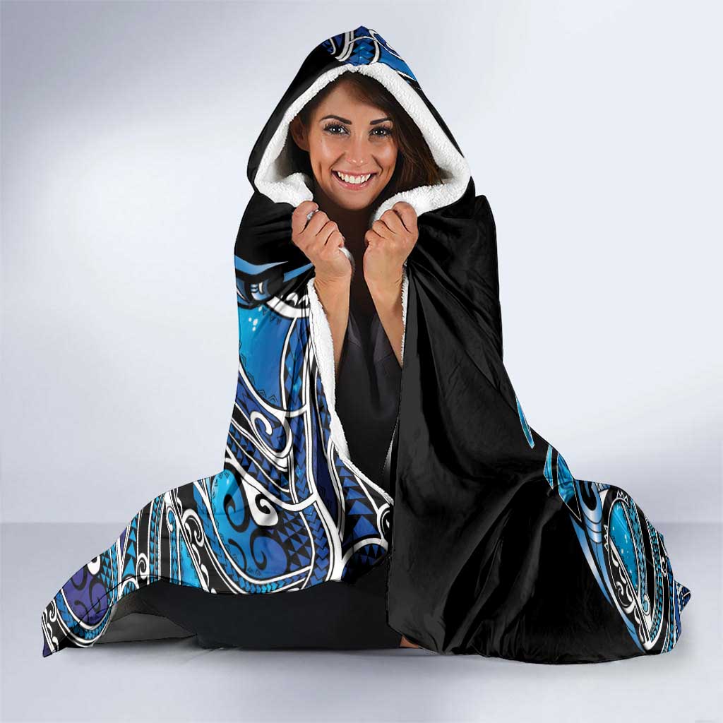 Maori Matariki - Manaia Hooded Blanket Galaxy Blue Paua Shell LT7 - Polynesian Pride