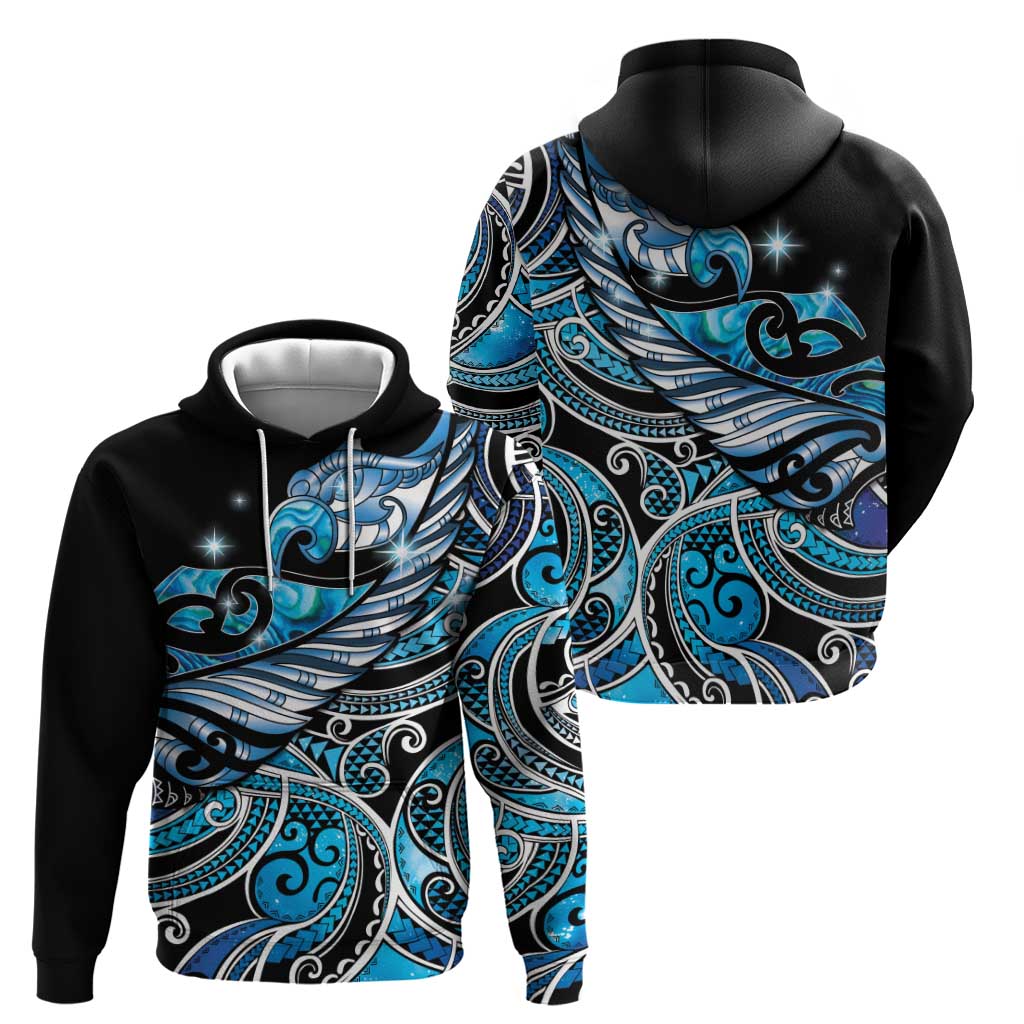 Maori Matariki - Manaia Hoodie Galaxy Blue Paua Shell LT7 - Polynesian Pride