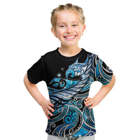 Maori Matariki - Manaia Kid T Shirt Galaxy Blue Paua Shell LT7 Blue - Polynesian Pride