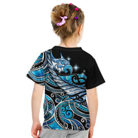 Maori Matariki - Manaia Kid T Shirt Galaxy Blue Paua Shell LT7 - Polynesian Pride