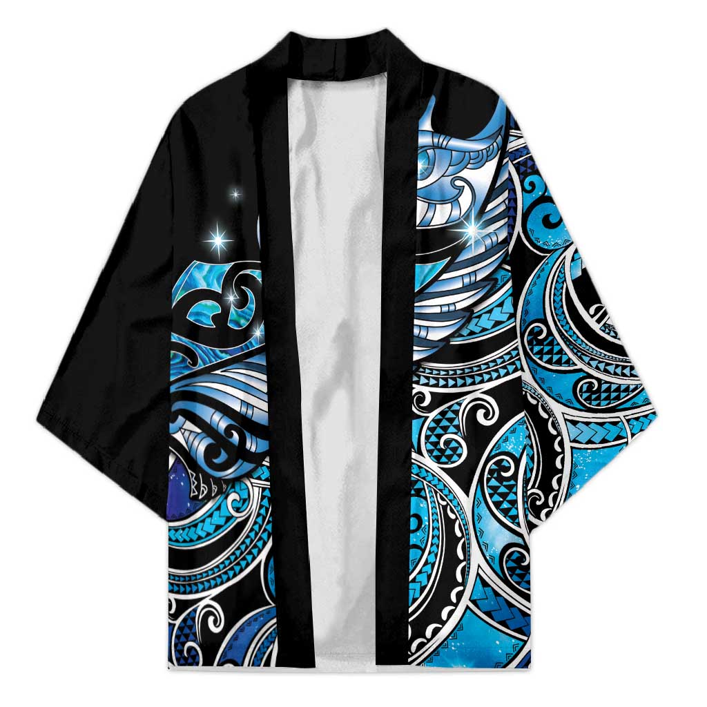 Maori Matariki - Manaia Kimono Galaxy Blue Paua Shell LT7 Unisex Blue - Polynesian Pride
