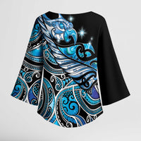 Maori Matariki - Manaia Kimono Sleeve Blouse Galaxy Blue Paua Shell LT7 - Polynesian Pride