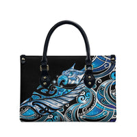 Maori Matariki - Manaia Leather Bag Galaxy Blue Paua Shell LT7 - Polynesian Pride
