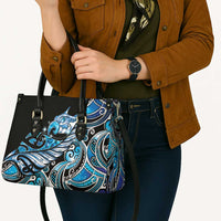 Maori Matariki - Manaia Leather Bag Galaxy Blue Paua Shell LT7 - Polynesian Pride