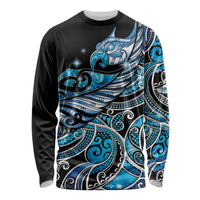 Maori Matariki - Manaia Long Sleeve Shirt Galaxy Blue Paua Shell LT7 Unisex Blue - Polynesian Pride