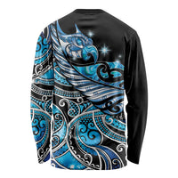 Maori Matariki - Manaia Long Sleeve Shirt Galaxy Blue Paua Shell LT7 - Polynesian Pride