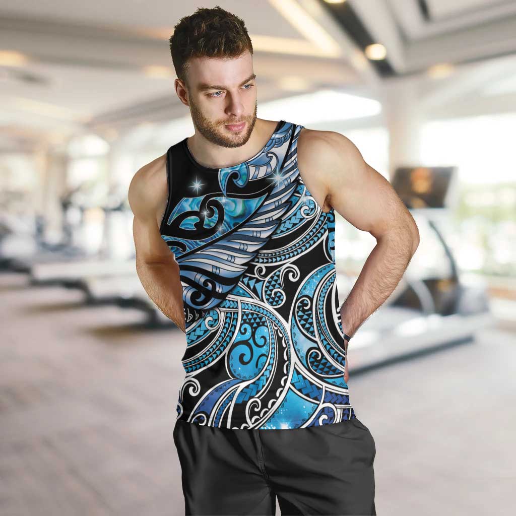 Maori Matariki - Manaia Men Tank Top Galaxy Blue Paua Shell LT7 Blue - Polynesian Pride