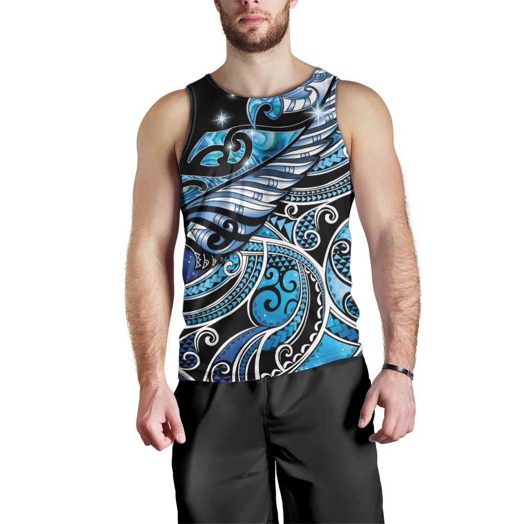 Maori Matariki - Manaia Men Tank Top Galaxy Blue Paua Shell LT7 - Polynesian Pride
