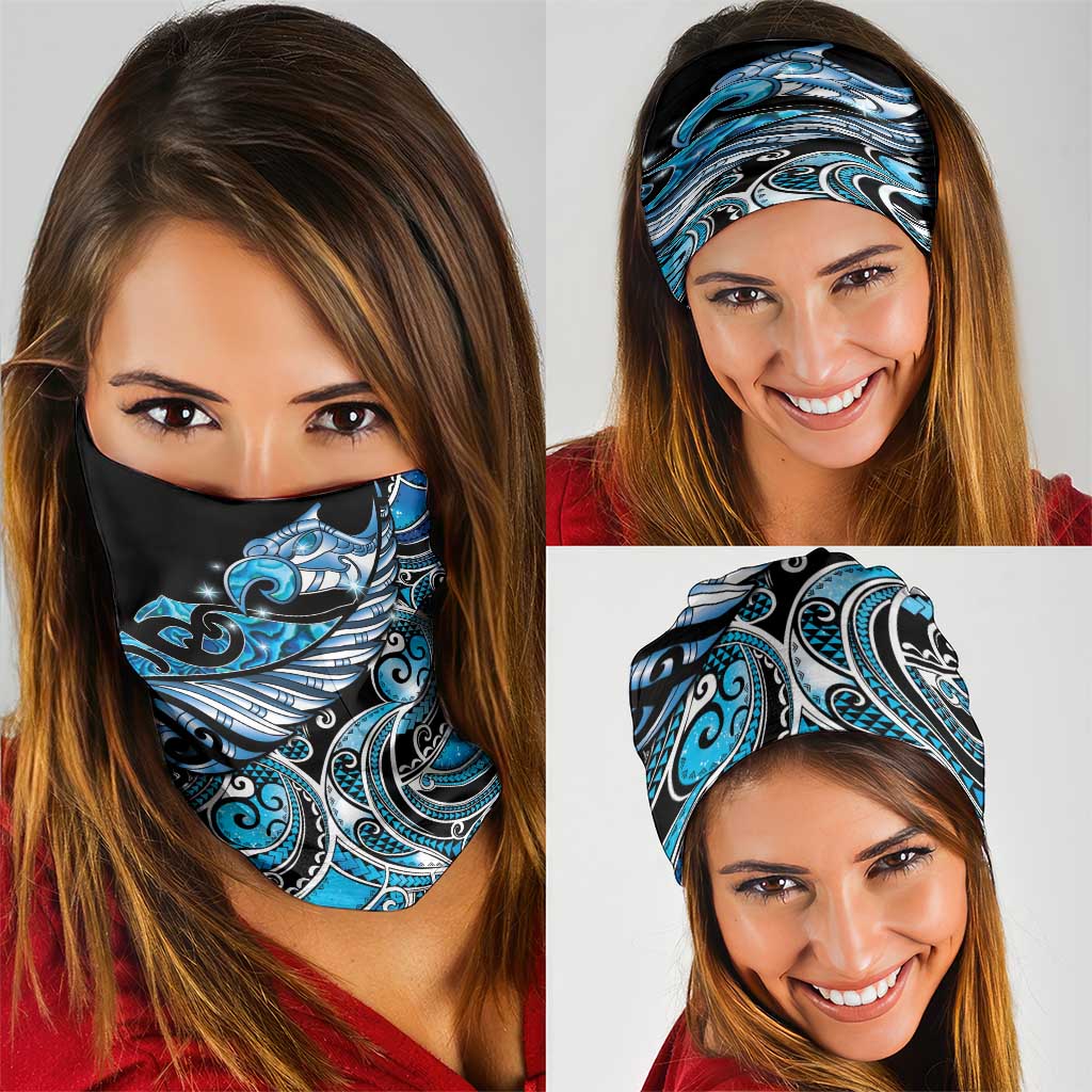 Maori Matariki - Manaia Neck Gaiter Galaxy Blue Paua Shell LT7 - Polynesian Pride