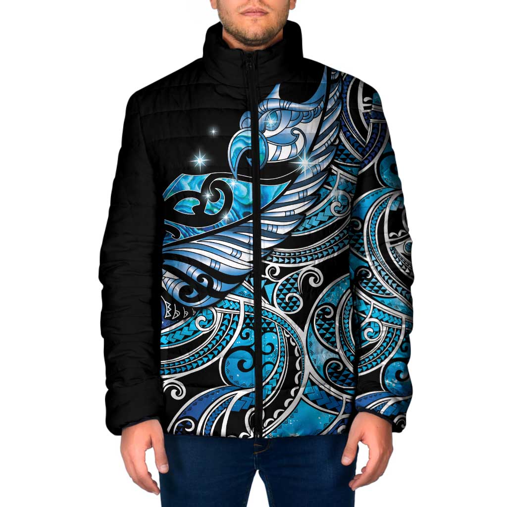 Maori Matariki - Manaia Padded Jacket Galaxy Blue Paua Shell LT7 Men Blue - Polynesian Pride