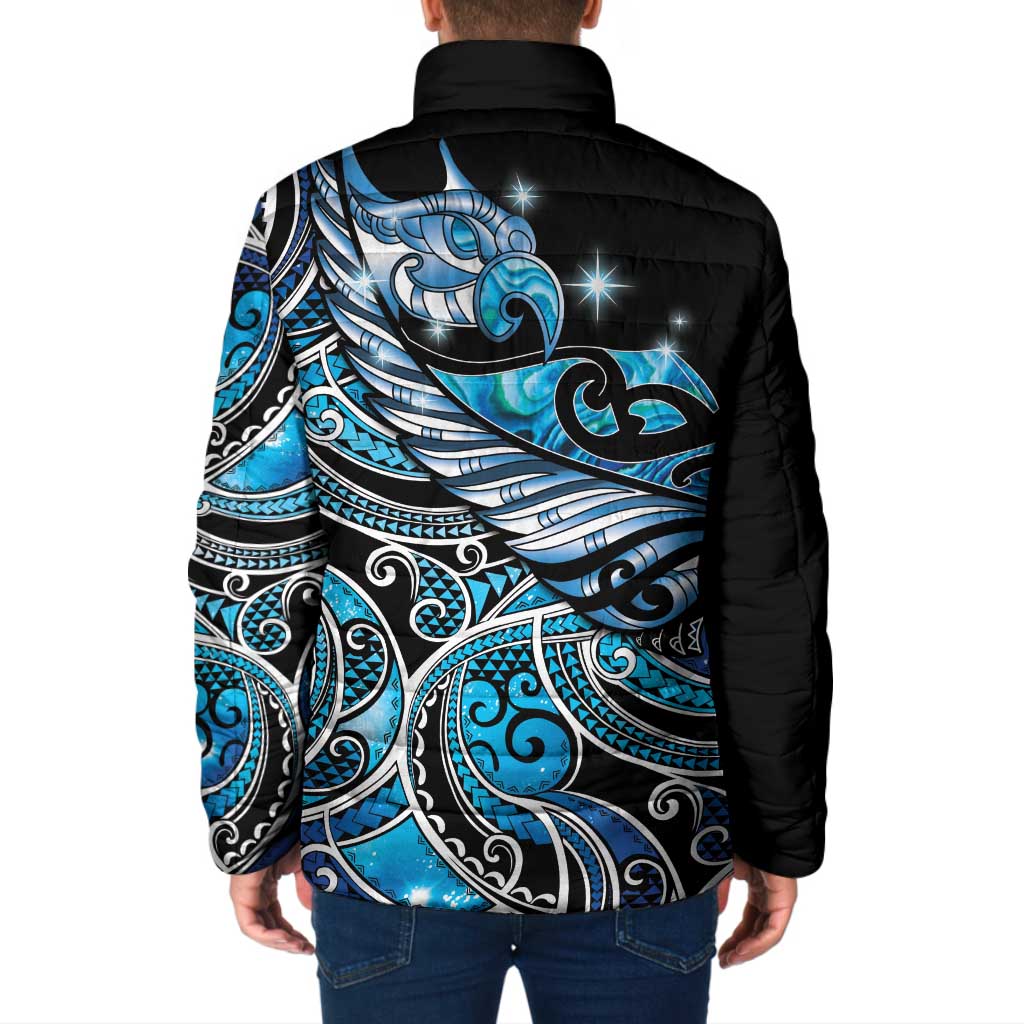 Maori Matariki - Manaia Padded Jacket Galaxy Blue Paua Shell LT7 - Polynesian Pride