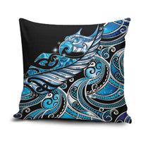 Maori Matariki - Manaia Pillow Cover Galaxy Blue Paua Shell LT7 Blue - Polynesian Pride