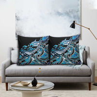 Maori Matariki - Manaia Pillow Cover Galaxy Blue Paua Shell LT7 - Polynesian Pride